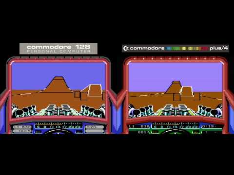 Stunt Car Racer C128 vs. Plus/4 performance comparison