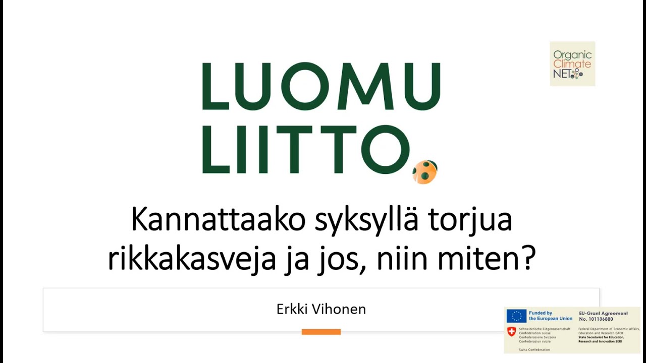 Rikkakasvien torjunta syksyllä – Luomutuottajien aamuporinat