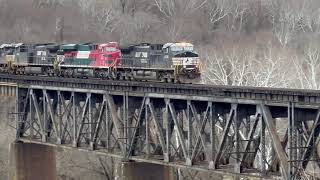 Ferromex 2nd Out Crossing Sheperdstown Trestle & Autorack Train at Shenandoah Jct  w Graffiti