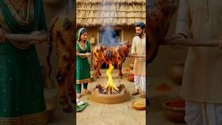 Tiny Doll Cooks FULL Goat Barbecue 🐐🔥 | Miniature Village Cooking ASMR #shorts