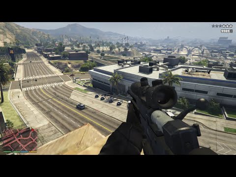 GTA 5 - Sniper Attack on the Police Station + Ten Star Escape
