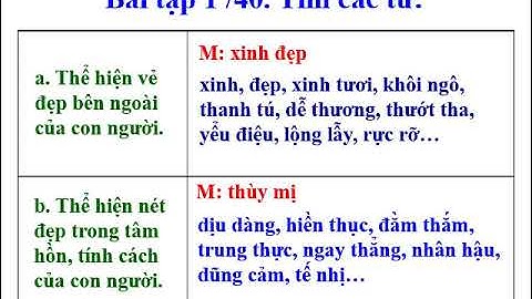 Luyện từ và câu lớp 4   MRVT Cái đẹp   TH LTV
