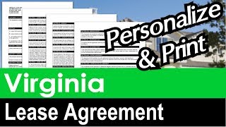 Virginia Lease Agreement for Rental Property