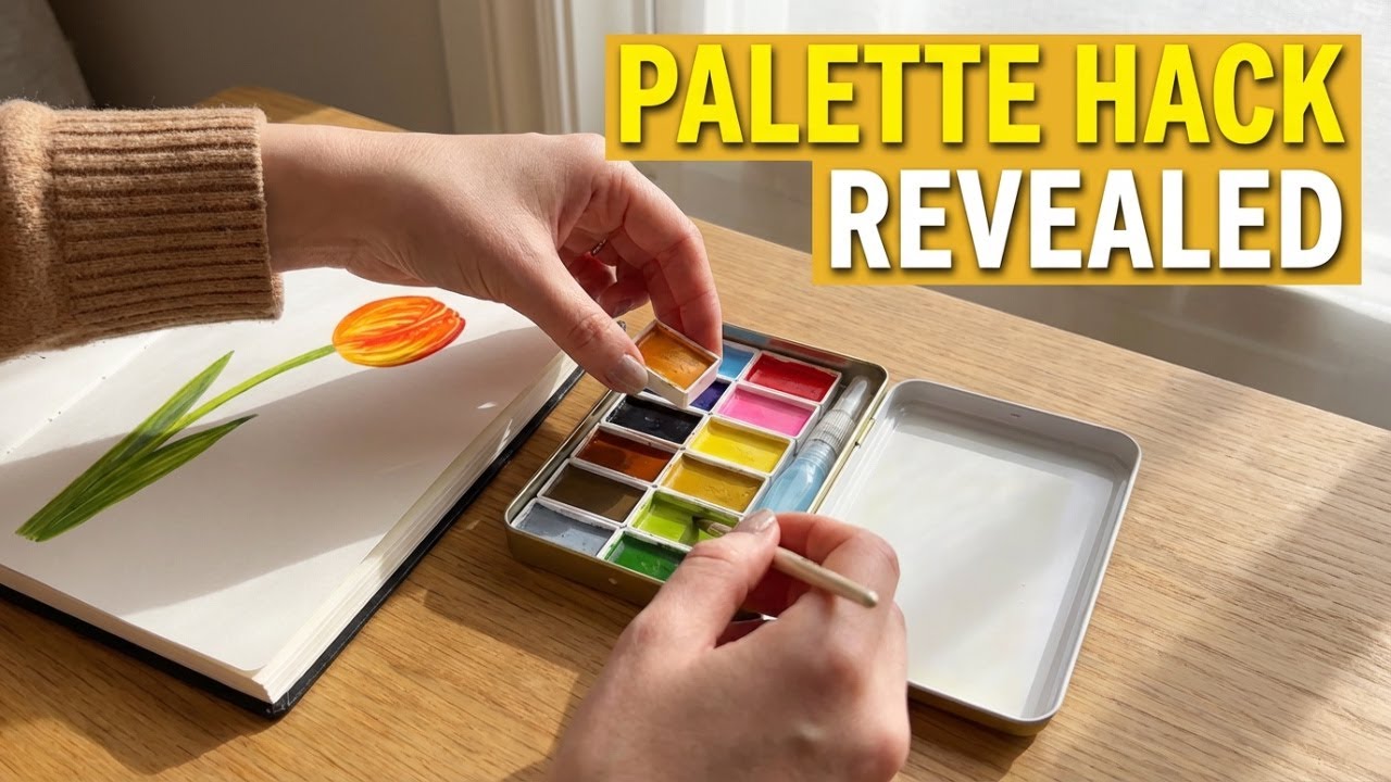 Выбираю палитру Kuretake Holiday Palette + акварельный тюльпан в своем скетчбуке. Рисую вместе с ...