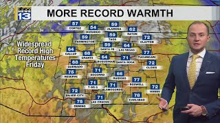 Widespread record breaking warmth moves in Friday