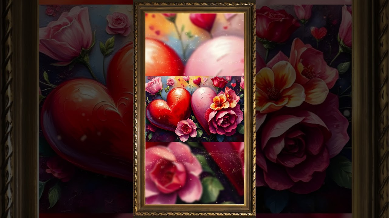 HEARTS AND ROSES | FRAMED TV ART WALLPAPER SCREENSAVER BACKGROUND | 2 HRS 