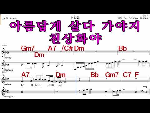 천상화  조항조   가수처럼 엠알로  악보  노래 하기  남 원키  Dm