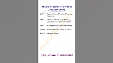 Cost Accounting Syllabus | B.Com | KUD Syllabus | NEP Syllabus | B.Com 6th Sem Syllabus #shorts #nep
