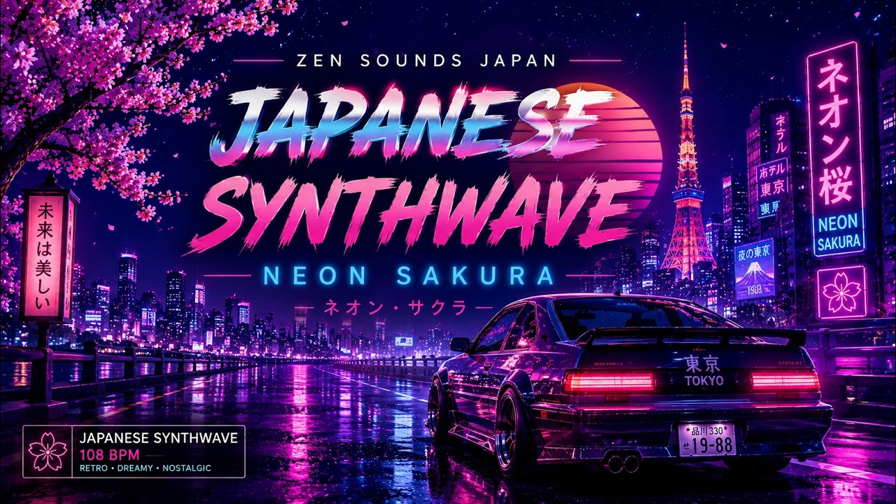 Japanese Synthwave 🌸 Neon Sakura | Free BGM【作業用フリー素材