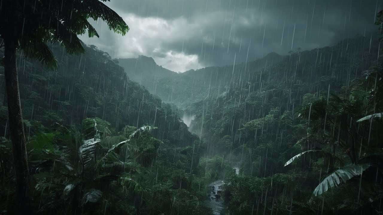 The sound of rain and thunder falling on the crowded temple | Rain ...