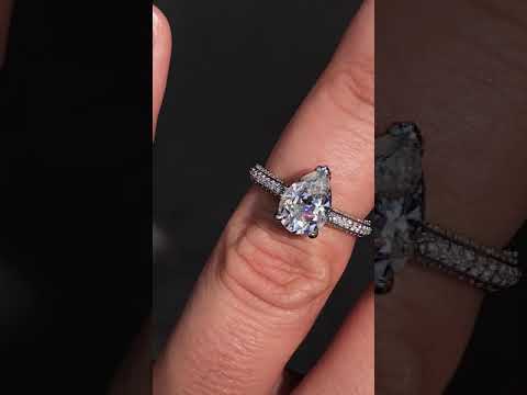 Pear Moissanite & Diamond Accented Engagement Ring ring video