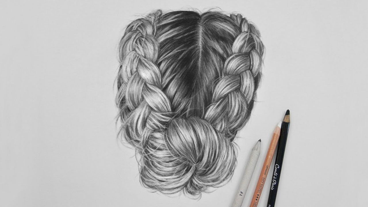 Drawing realistic hair with charcoal and a white pastel ...