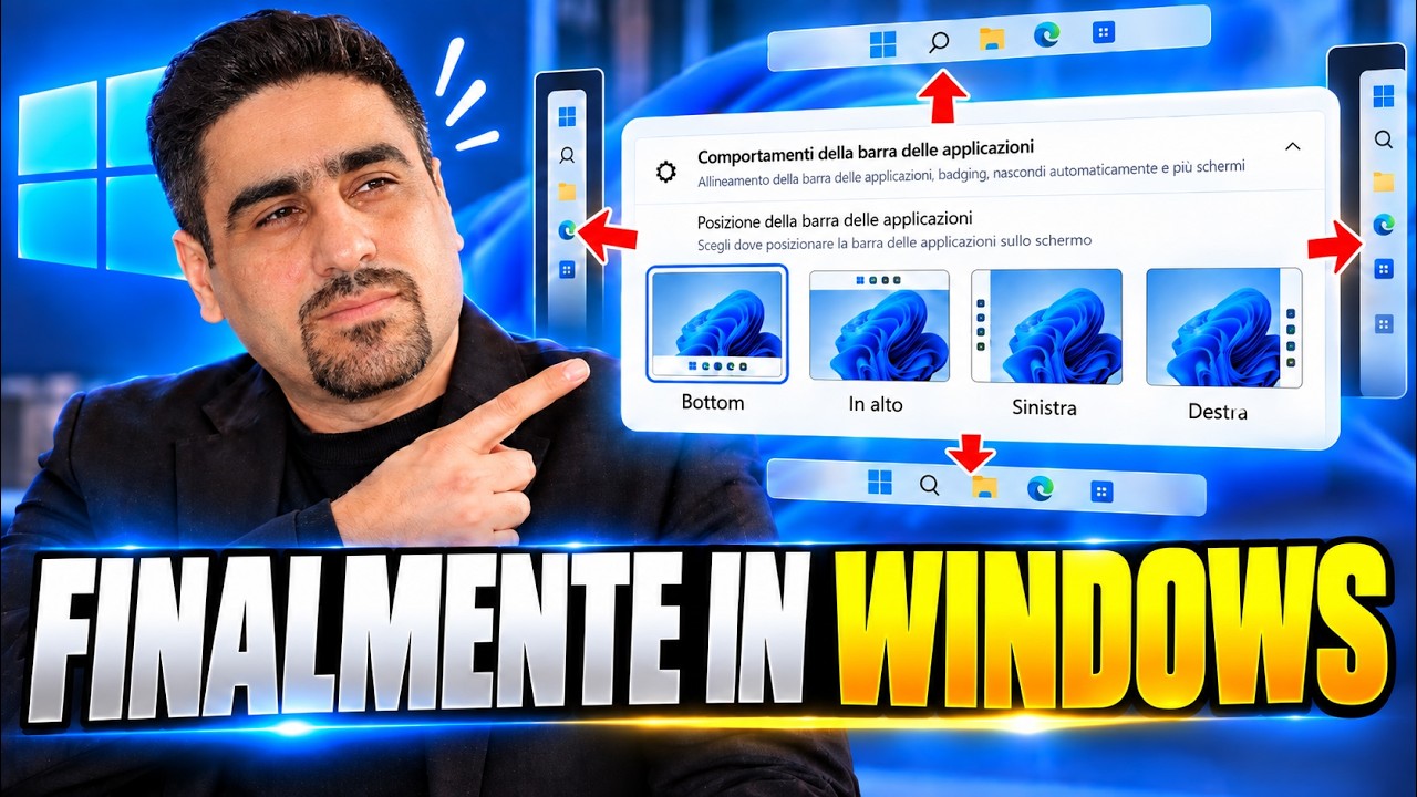 Thumbnail del video Personalizza la barra di Windows 11 con la build 26.200!