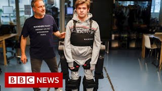 Dad builds robotic exoskeleton to help son walk - BBC News screenshot 4