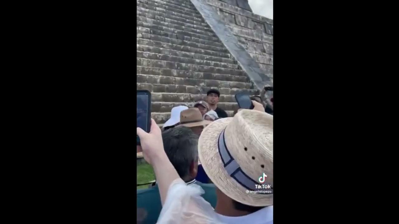 Fishing Competitors yelling at woman who climbed Mayan pyramid YouTube