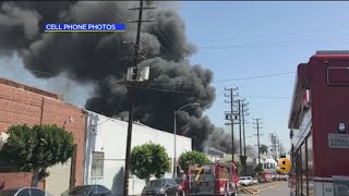 Massive Fire Engulfs Boyle Heights Business And Injured 3 Firefighters
