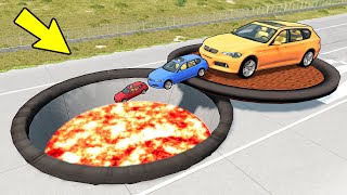 Big & Small Cars vs Giant Manhole ✅ BeamNG.Drive | GipsoCartoon