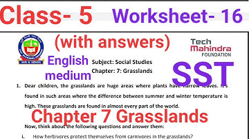 EDMC Class 5 Worksheet 16 SST | English Medium | Class 5 SST Chapter 7 Grasslands