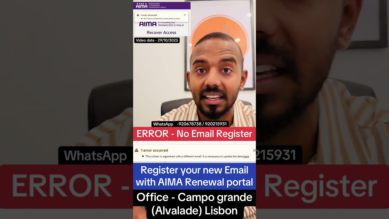 Register New Email with AIMA Renewal portal | ERROR - No Email Register | ®Live Portugal By Harry 