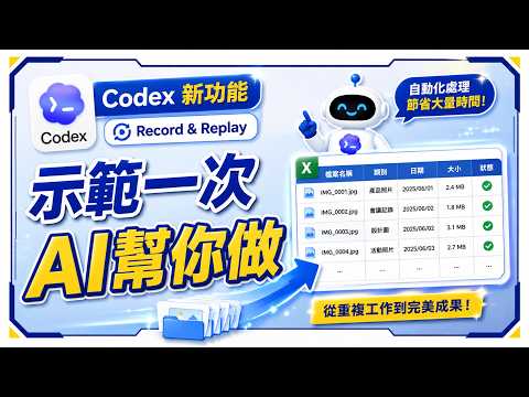 ChatGPT Codex AI自動化教學｜讓AI複製你的流程，用來整理檔案，編輯Excel，省下大量重複建檔時間｜辦公AI工具應用EP24