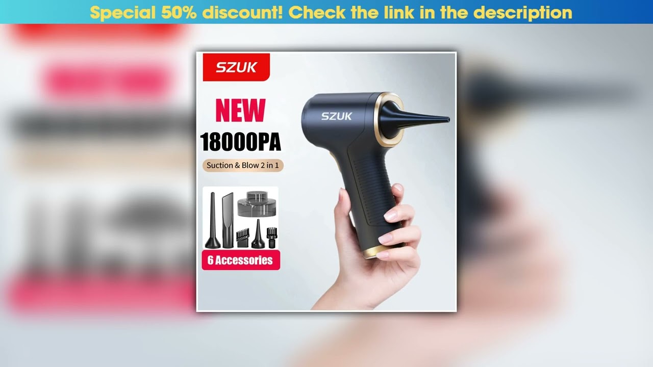 Best SZUK 18000PA Car Vacuum Cleaner Mini Portable Duster Handheld Cleaning Machine Home Appliance•