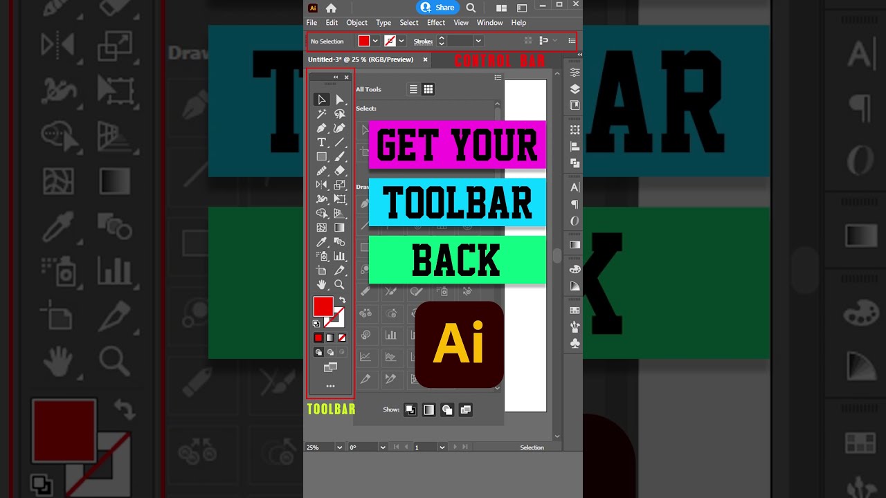 Bring back toolbar easily in Illustrator 