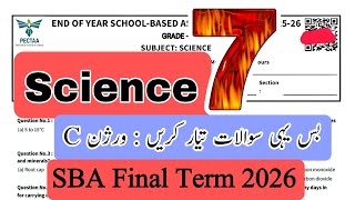 Grade 7 Science Paper Version C Final Term 2026 Sba School Based Essment For Teachers