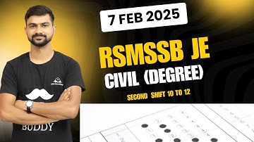 RSMSSB JE 2025 CIVIL DEGREE 7 FEB PAPER ANSWER KEY