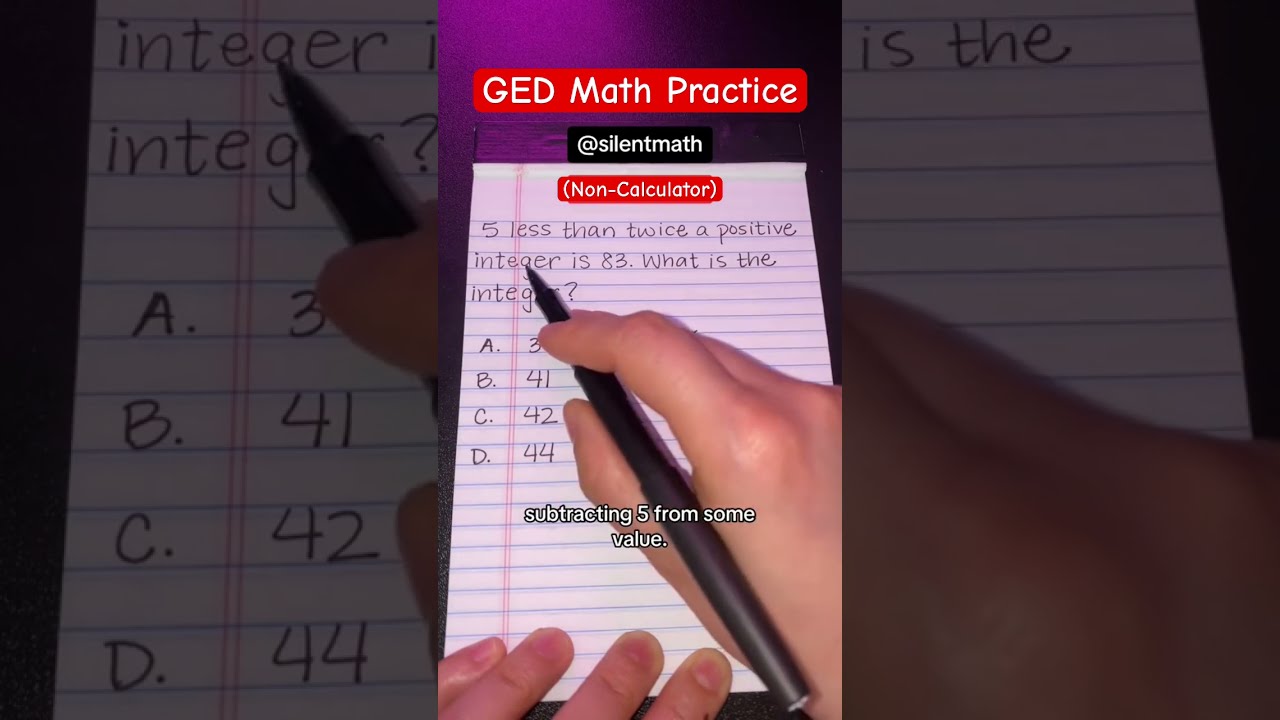 GED Math Practice Problem Ged Gedmath Silentmath