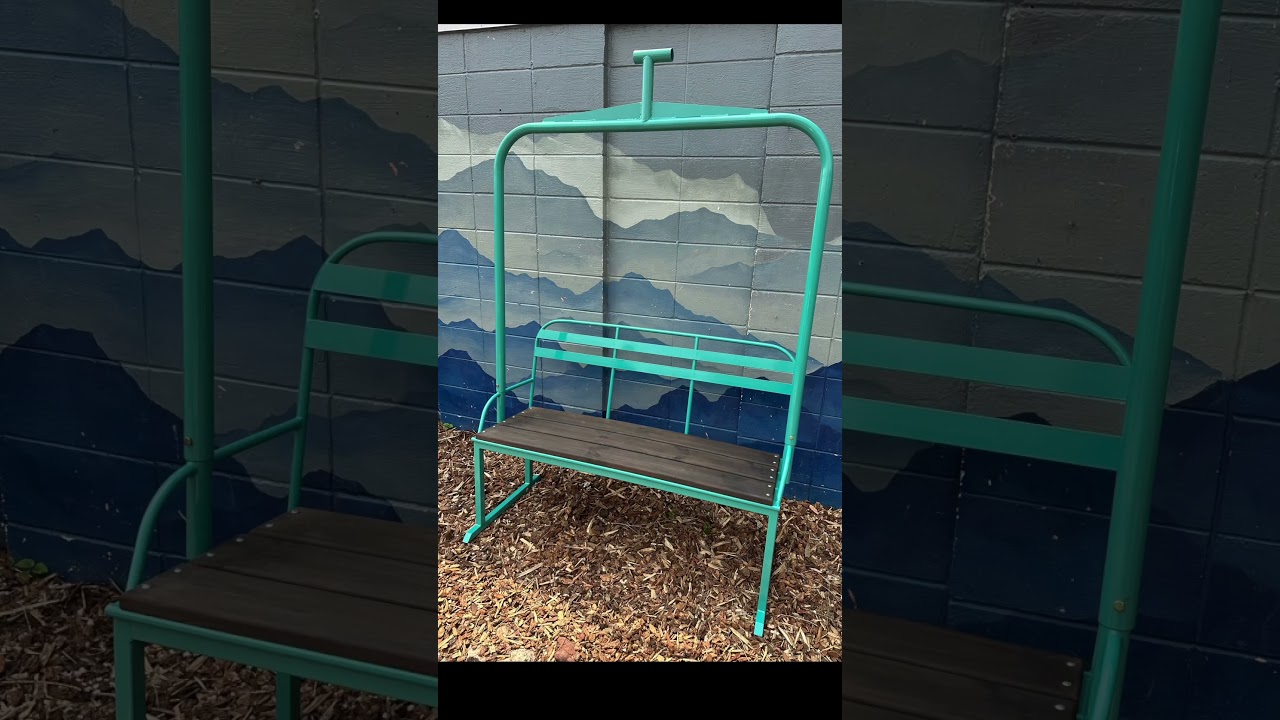 Turquoise ski chairlift benches. The ultimate statement piece.