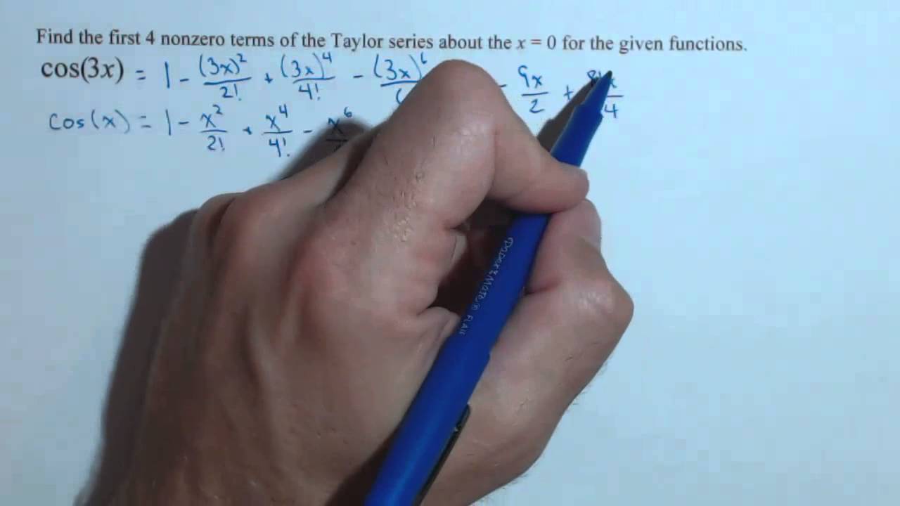 First Four Non Zero Terms Of Taylor Series For Cos Of 3x Ch8R 2a YouTube
