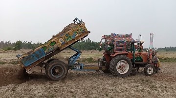 Ghazi tractor with jack trolley/ghazi tractor pulling the loaded trolley/