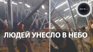 В Китае сильный ветер поднял в воздух крышу кафе с людьми: новые подробности