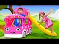 Sasha and Max plays with New Minnie Mouse Bus