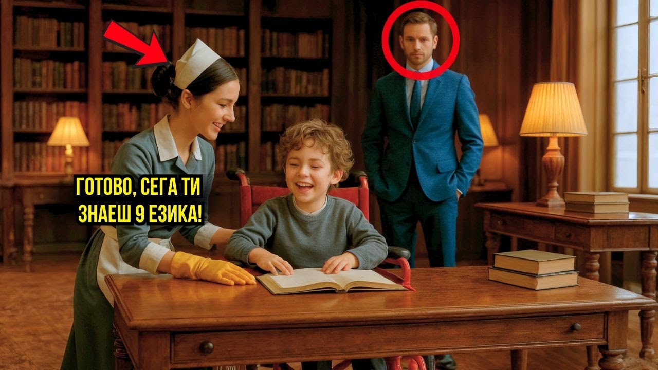 МИЛИОНЕРЪТ ВИЖДА СКРОМНА ЧИСТАЧКА ДА УЧИ СИНА МУ В ИНВАЛИДНА КОЛИЧКА НА 9 ЕЗИКА… ШОК!