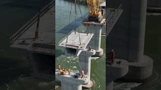How a Bridge Deck is Installed | Massive Precast Segments Lifting Over River | 4K