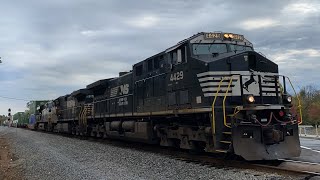 NS Intermodal Train 213 Flies Through Harrisburg NC with NS leader 4429 (11-3-2021)