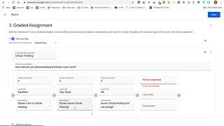 Rubrics in Google Classroom