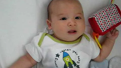 Theodore at 6.5 weeks, 13 lbs-ish, baby babble