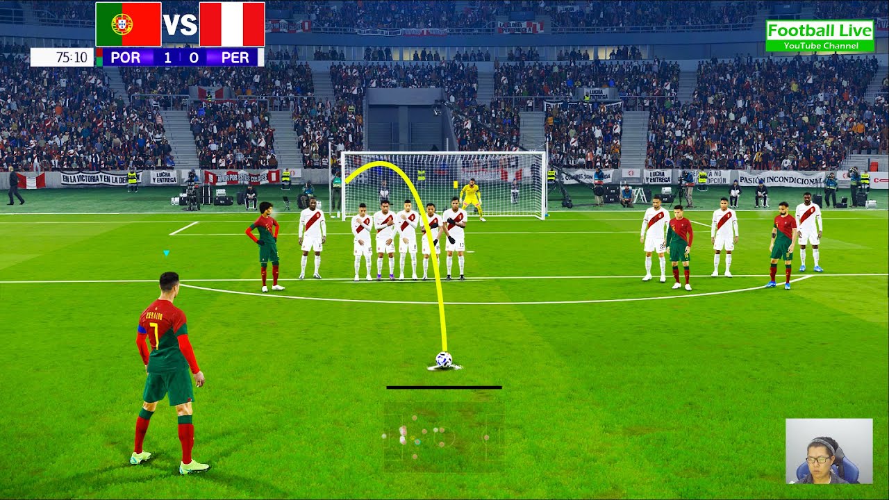Portugal Vs Peru 2023 C.Ronaldo Free Kick Goal and Amazing Goals eFootball PES Gameplay