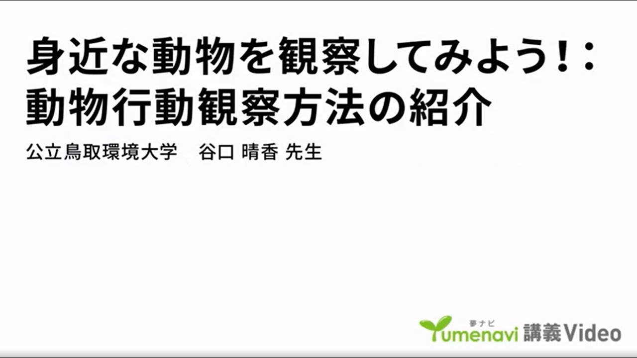 身近な動物を観察してみよう！動物行動観察方法の紹介」環境学部 谷口