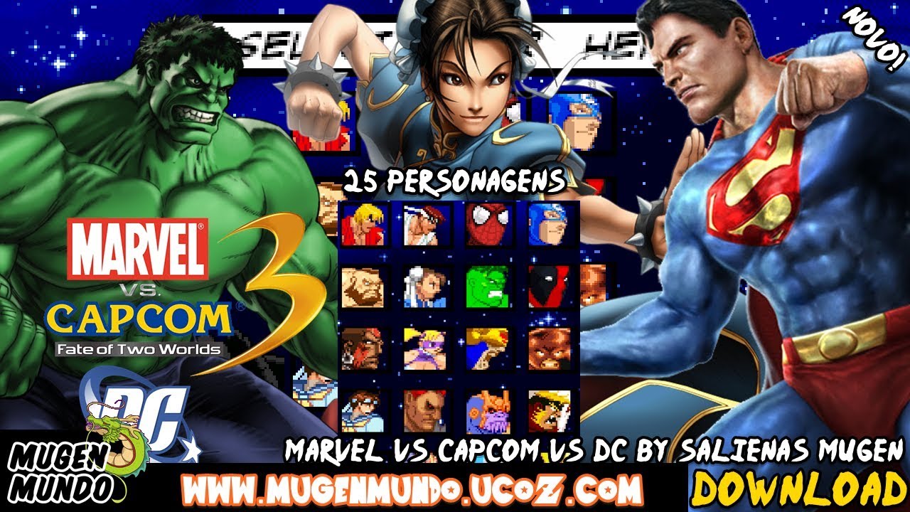 MARVEL VS CAPCOM VS DC - SPIDERMAN VS RYU VS BATMAN (25 CHARS) (DOWNLOAD)  #MugenAndroid @MugenMundo - YouTube