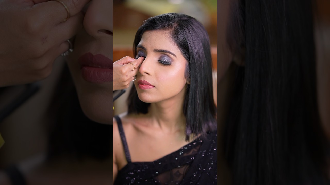 Smokey eye makeup for Odia bride wearing a black western saree and makeup by 