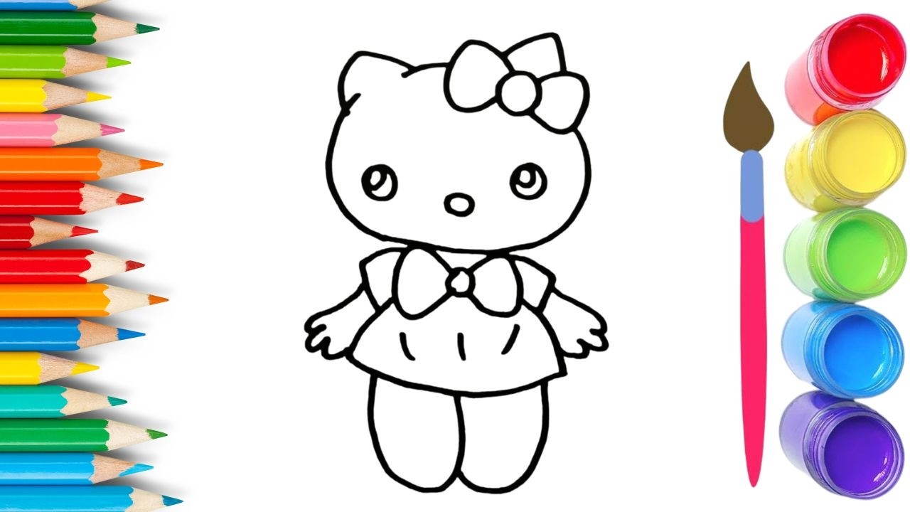 How To Draw cute Kitty Drawing, Painting & Coloring For Kids and Toddlers_🌈🎨