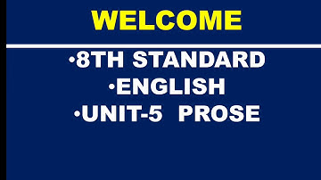 BEING SAFE- 8-Std ENGLISH UNIT-5 PROSE