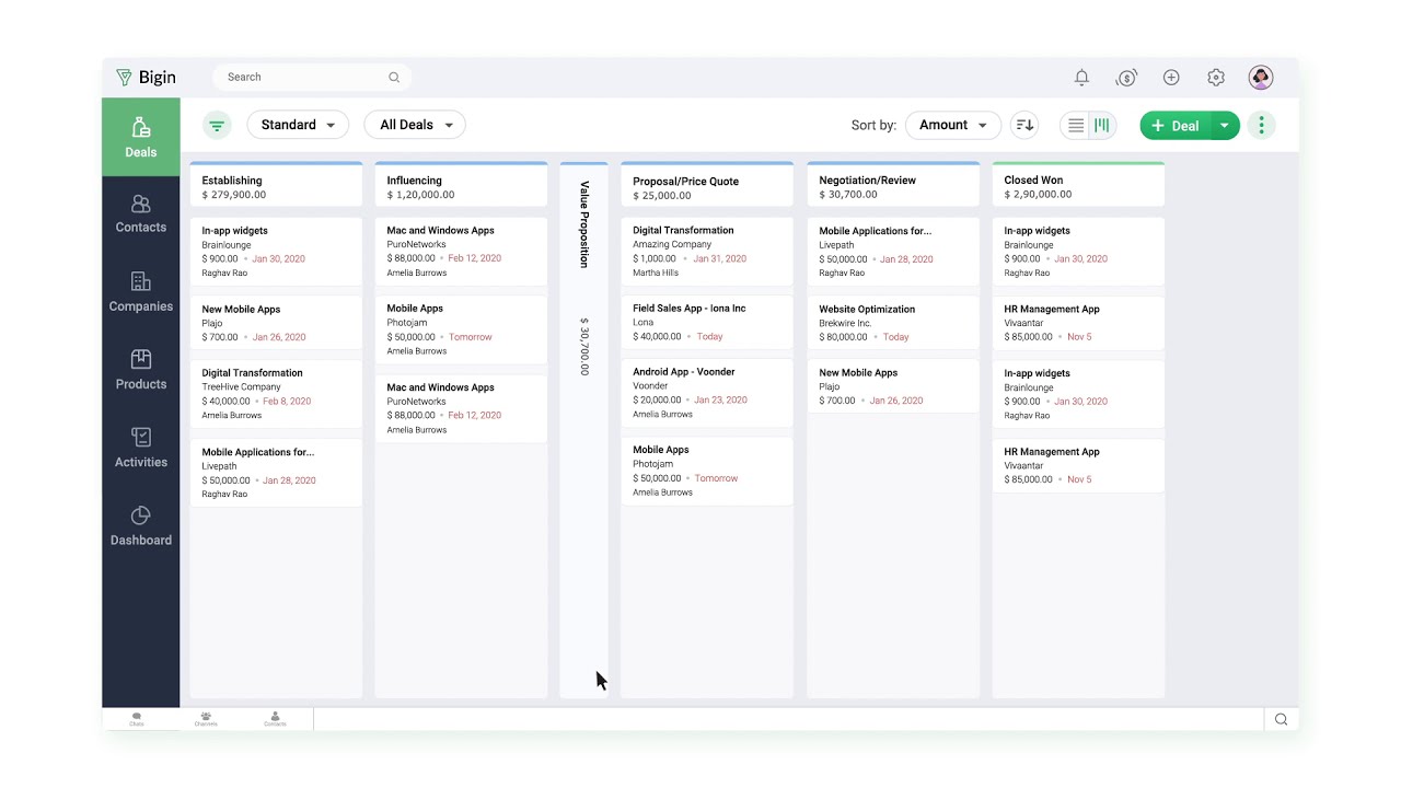 The New Pipeline View Bigin by Zoho CRM YouTube