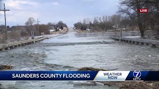 Overflowing creeks close roads, highways in Saunders County