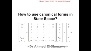 How to use canonical forms in State Space 419 Lecture 6- 4