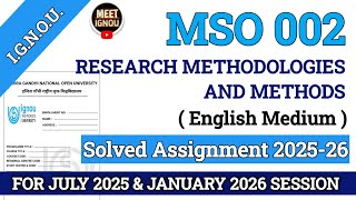 MSO 002 Solved Assignment 2025-26 // English Medium // mso 002 solved assignment 2025-26 #mso002 