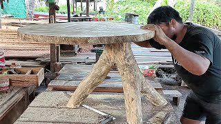 simple tutorial using tree trunks // make a natural table from tree trunks